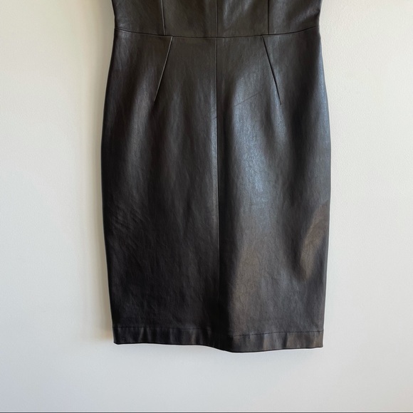 NWOT Simonetta Ravizza Real Black Leather Cap Sleeve Dress Size 4 - Picture 4 of 10